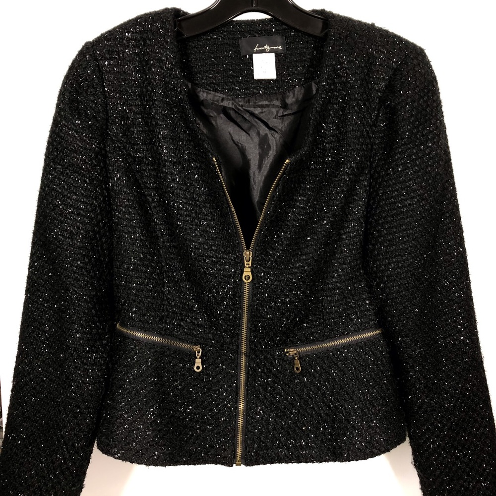 Twenty One Peplum Jacket Sz Medium Sparkle Tweed